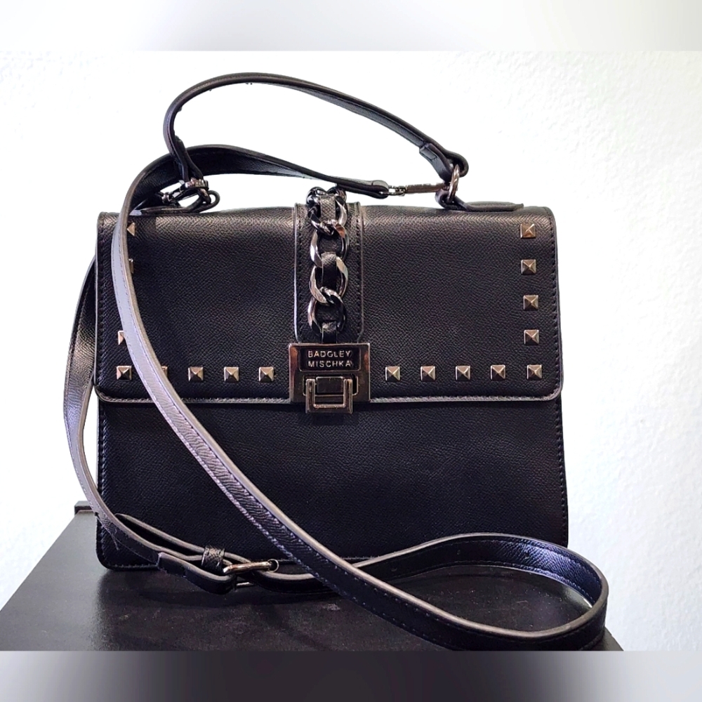 BADGLEY MISCHKA | Vegan Leather Black Studded Women's Bag
